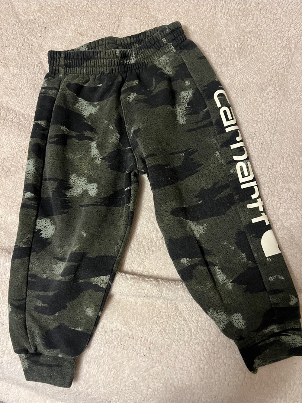 Carhartt Kids Olive & Black Camo Joggers with Side Logo